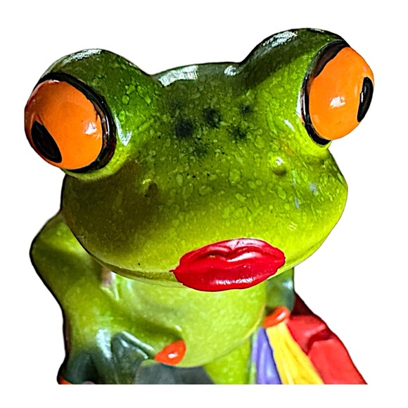 Resin Frog Figurine Statue 7” Desktop Decor - Picture 6 of 8